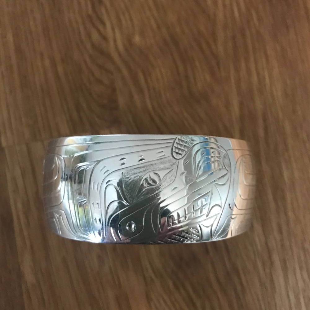 Sterling Silver 1" Cuff Bear Motif  North West Coast First Nations Indigenous